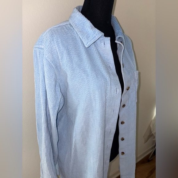 L.L. Bean Light Blue Corduroy Long Sleeve Button-up Top - Size L - Picture 2 of 5